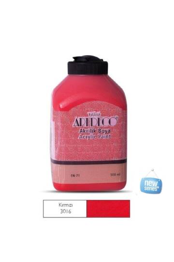 500 ML Kırmızı Akrilik Boya 0,5 Litre Büyük Boy Yeni Seri