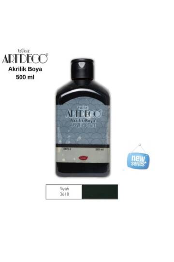 500 ML Siyah Akrilik Boya 0,5 Litre Büyük Boy Yeni Seri