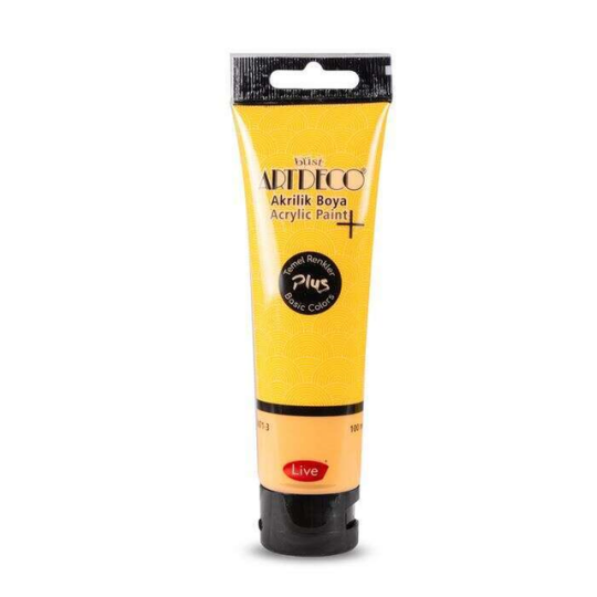 Plus Akrilik Boya 100 ml Tüp Koyu Sarı 408